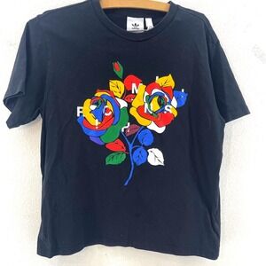 Adidas Rich Mnisi Graphic Rose T Shirt Black Youth Large Streetwear‎ Designer